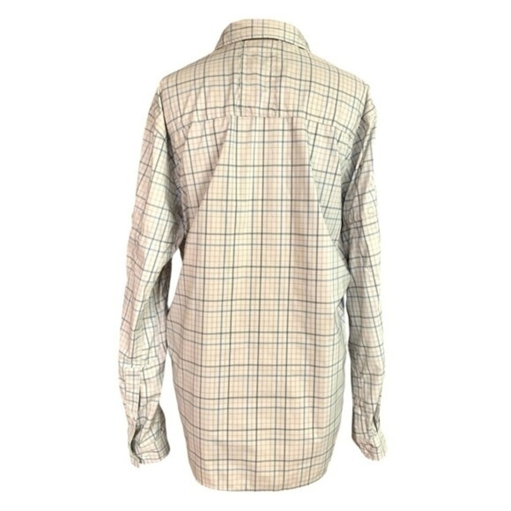 REI Men's Plaid Hiking Shirt M Long Sleeve Tan Blue Wrinkle Resistant VG - Picture 4 of 7